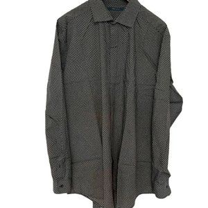Perry Ellis Men’s Long Sleeve Patterned Dress Shirt XXL (50-52) Black